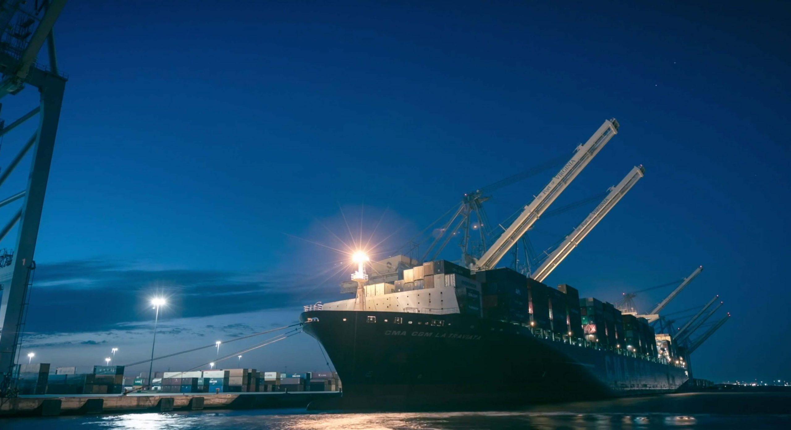 Freight ship carrying cargo.